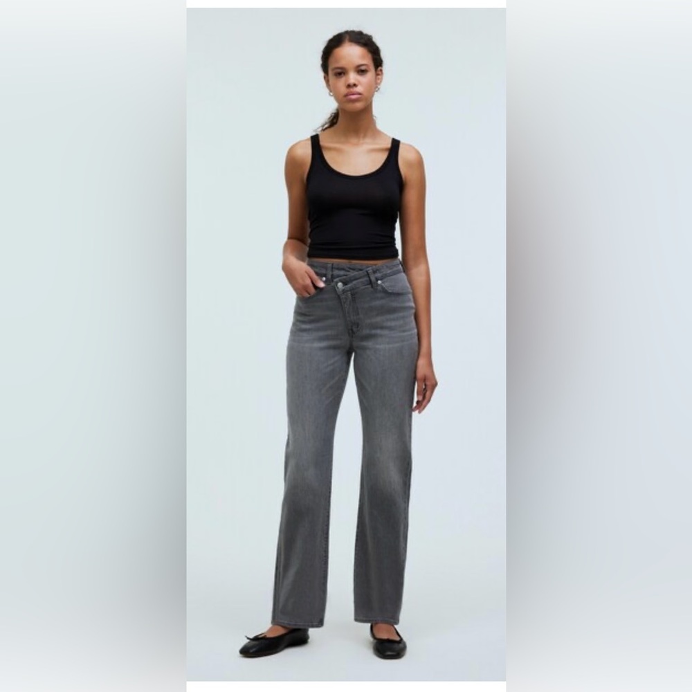 Madewell 90s Straight Jean Burwick Wash: Cross-Tab Gray Size 31 High Waist